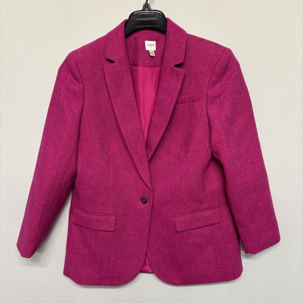 J Crew Women Relaxed One Button Blazer Jacket Size 10P Petite HO24 Pink C132 13
